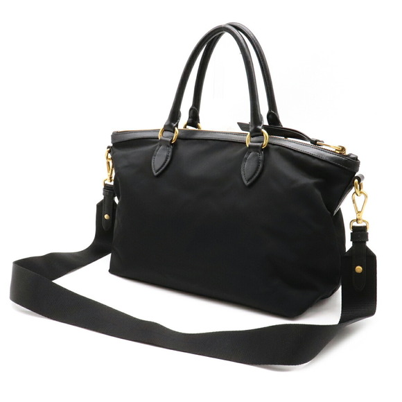 Prada Handbag Nylon Nero Black 2WAY Leather - Picture 1 of 8
